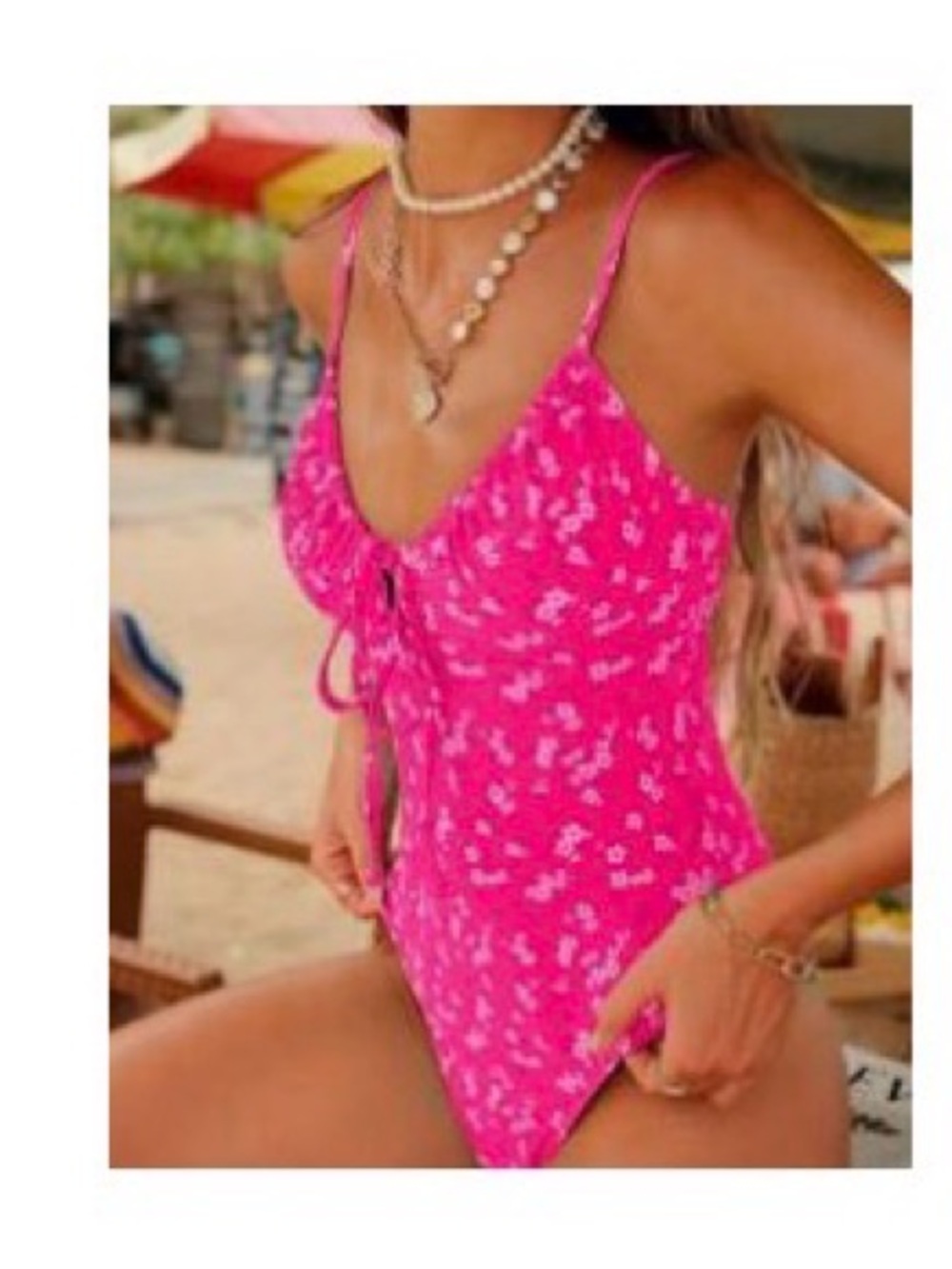 iHeartRaves Hot Pink Floral One-Piece Swimsuit